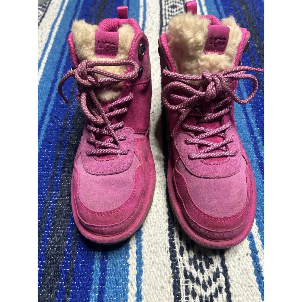 UGG Australia Girls Highland Hi Heritage Boots Suede Pink Size 5